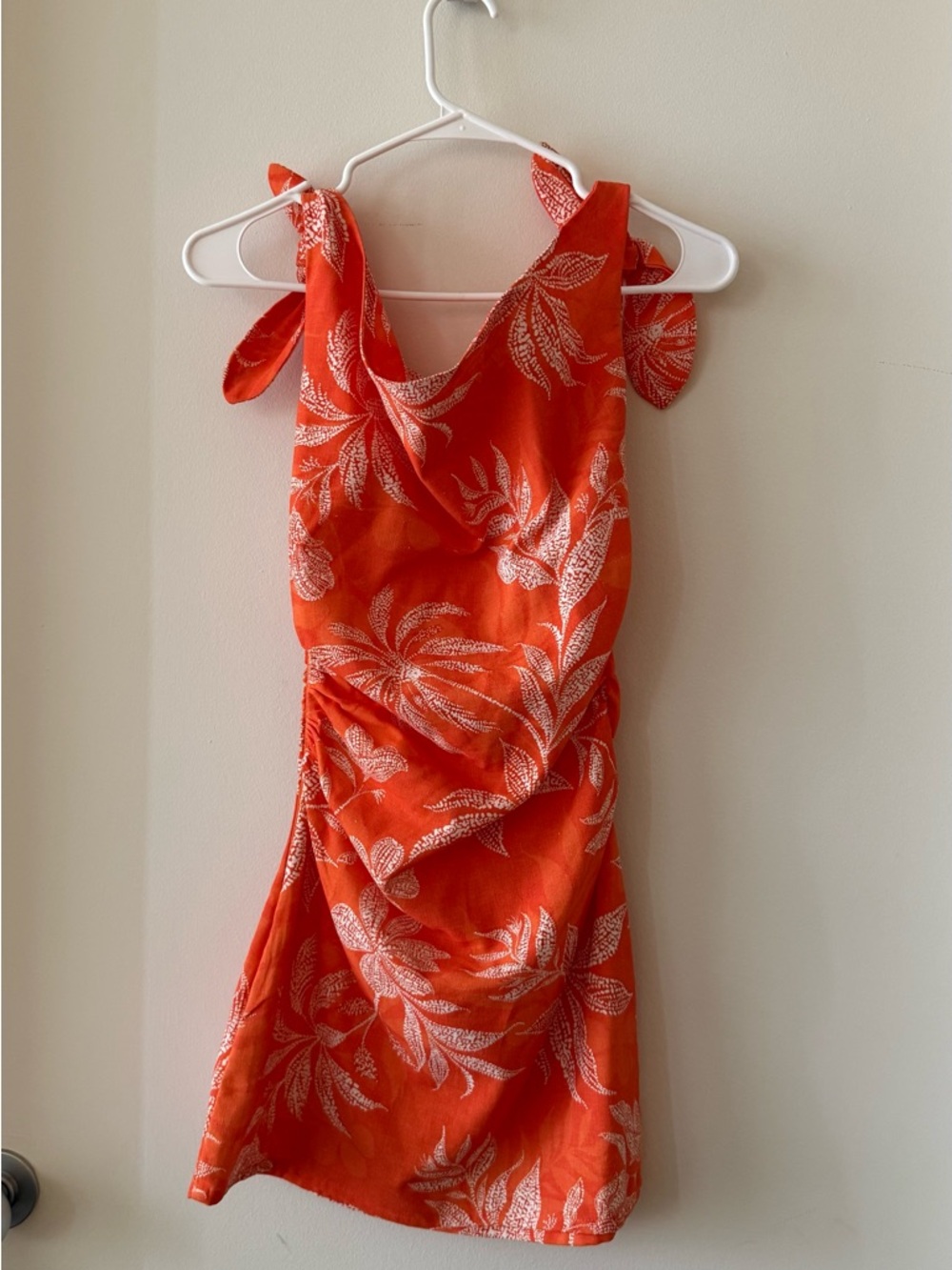 Peppermayo Orange Tropical Print Mini Dress
